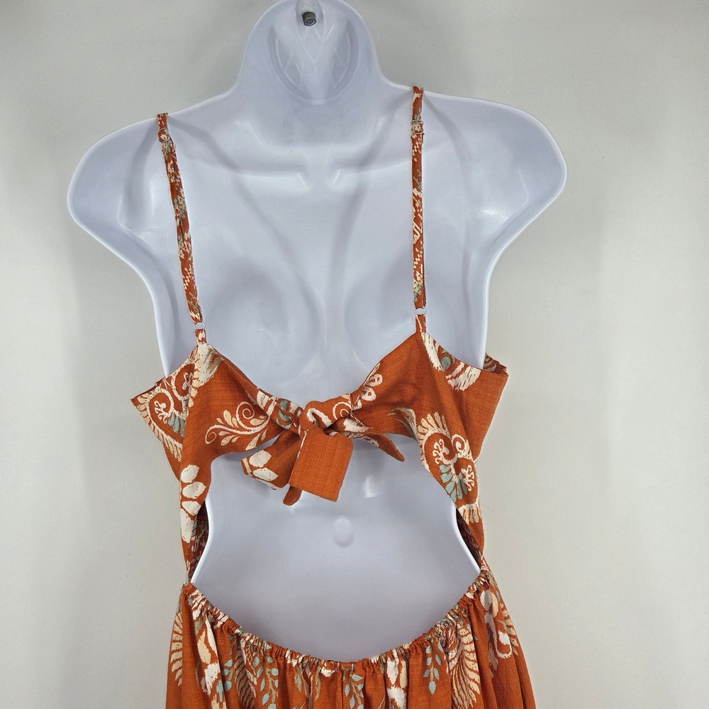 Cupshe Burnt Orange Paisley Twist Front Cutout Midi Dress Womens Size Medium - Picture 4 of 7